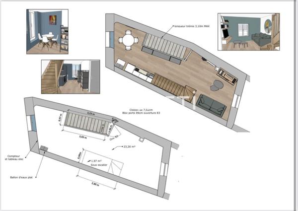 local commercial + appartement - à rénover en plein centre piétonnier de La Tour-du-Pin