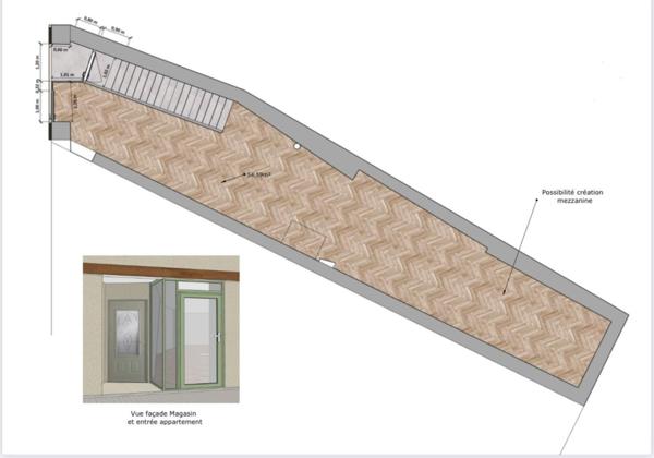 local commercial + appartement - à rénover en plein centre piétonnier de La Tour-du-Pin