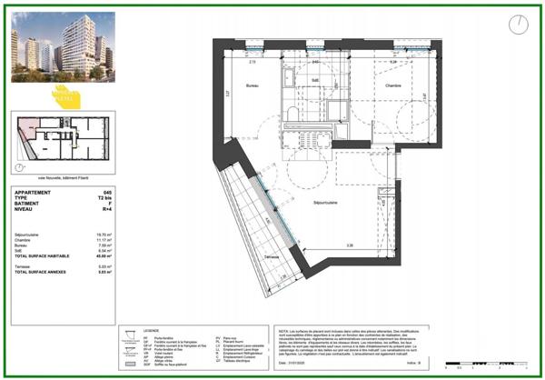 Appartement à vendre 2 pièces 45 m² Saint-Denis