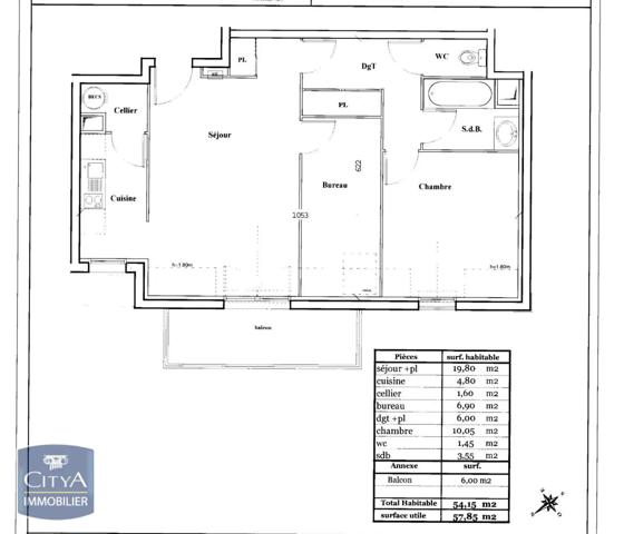 Appartement à louer 2 pièces 50.25m²