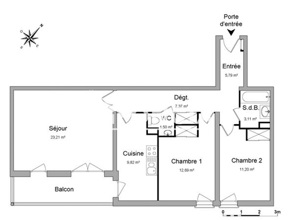 Location Appartement 3 pièces 74.69 m² - 3 PLACE OLIVIER DE SERRES Chartres 28000