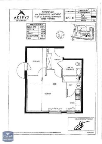 Appartement à louer 1 pièce 38.03m²