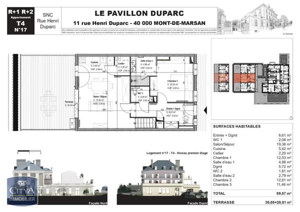 Vente appartement 4 pièces de 89.57m²