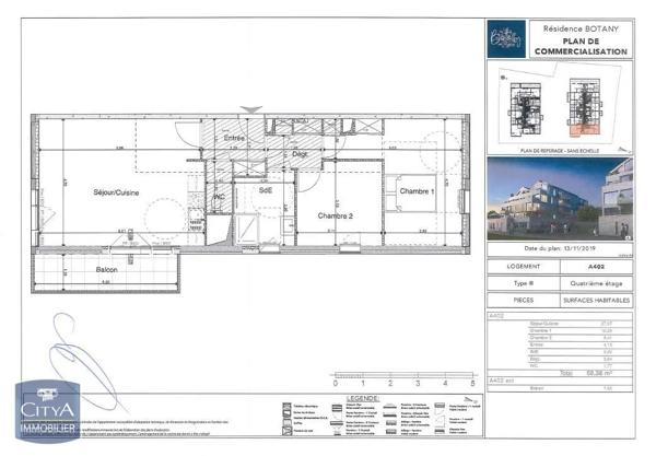 Appartement à louer 3 pièces 68.42m² La Riche (37520)