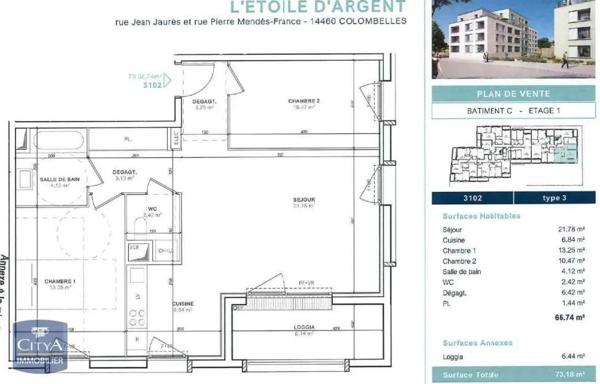 Appartement à louer 3 pièces 66.74m²