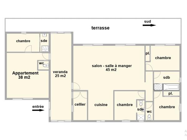 À vendre - Maison plain-pied, 6 pièces située à Vic-Fezensac (32190)