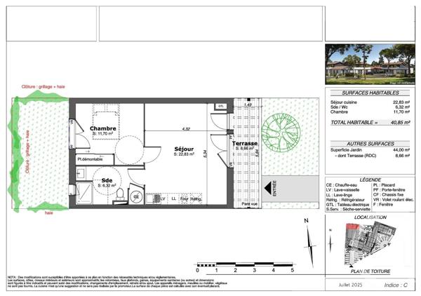 Appartement T2 à vendre  2 pièces - 40,85 m 2   SANGUINET  - 40