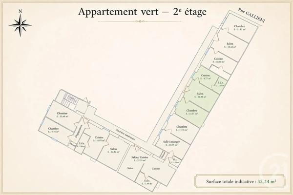 Appartement F2 à vendre  2 pièces - 32,24 m 2   BEAULIEU SUR MER  - 06