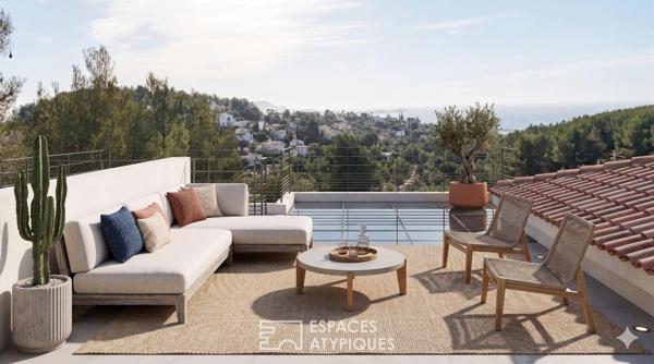 Villa contemporaine vue mer avec toit terrasse