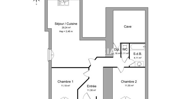 Location Appartement 3 pièces 69.74 m² - Laval 53000