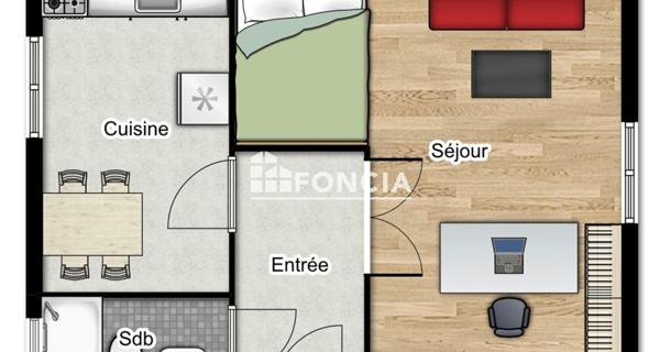 À vendre Appartement 2 pièces 41 m² - Grenoble 38000