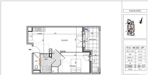 Appartement 2 pièces de 46 m² à Antibes (06600)