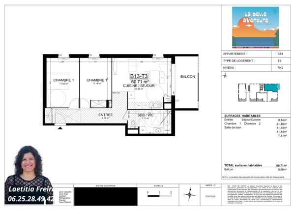 Appartement 3 pièces - 61 m²