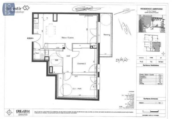 Appartement à louer 3 pièces 67.9m²