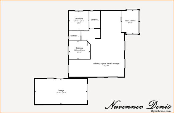 Maison de 2008 de plain-pied avec géothermie – 2 chambres avec possibilité d'une 3ᵉ chambre – 179 000 €