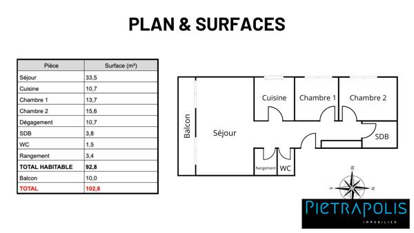 Proche Lyon 3 - T4 de 92m² avec balcon et garage