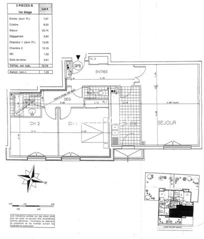 Appartement 3 pièces - 73 m² Exclusivité efficity