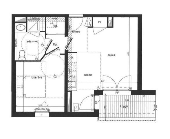 Appartement 2 pièces                                        - 44220 Couëron Réf : 12155