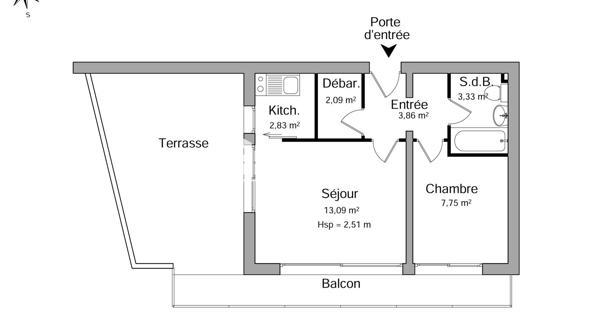 Location Appartement 2 pièces 32.95 m² - Grenoble 38000