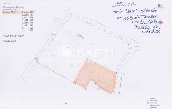 terrain constructible 1400m2 avec bâtiment