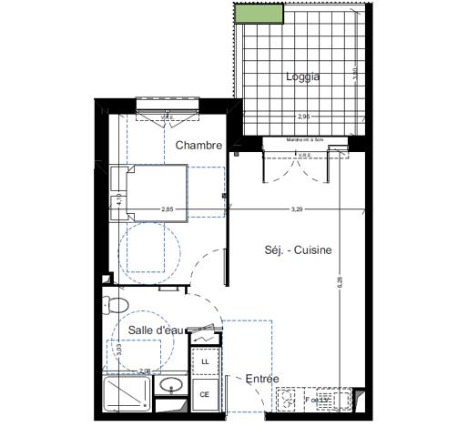 Appartement 2 pièces 43.3 m2