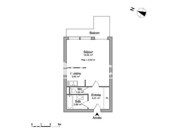 Location Studio 33.94 m² - 25 BOULEVARD RICHEMOND Caen 14000