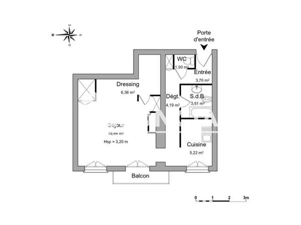 Location Studio 43.4 m² - 33 RUE DE CONDE Lyon 69002