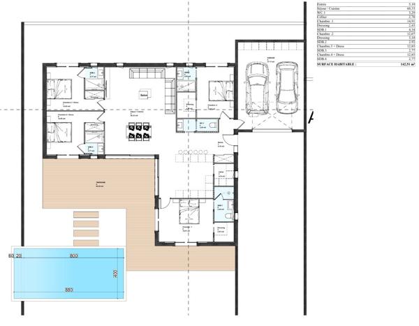 TERRAIN A VENDRE - TANNERON - 1370m² - VILLA 142m² - GARAGE - PISCINE