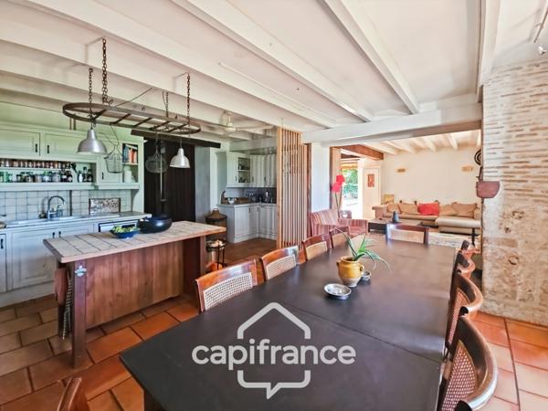 Domaine de charme, 1.7 hectares, 470 m² habitable, 20 couchages, roulotte, piscine, parc avec arbres centenaires