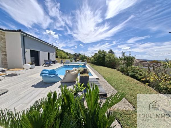 AGEN : Villa 195 m² contemporaine de 7 pièces avec vue dominante, piscine, espaces extérieurs aménagés Saint-Jean-de-Thurac (47270)