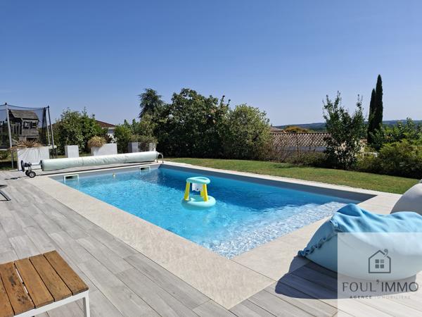 AGEN : Villa 195 m² contemporaine de 7 pièces avec vue dominante, piscine, espaces extérieurs aménagés Saint-Jean-de-Thurac (47270)