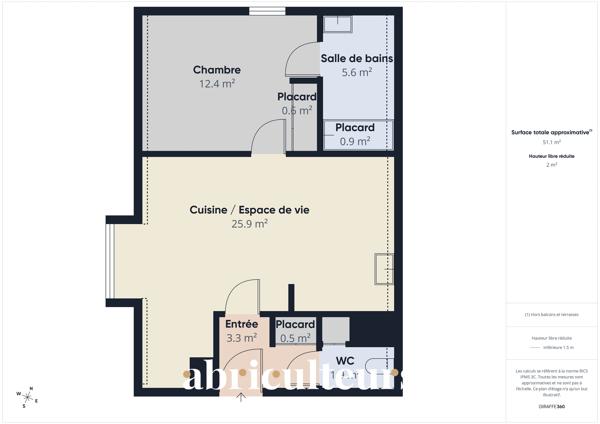Appartement T2 au 2ème et dernier étage Vue agréable Calme