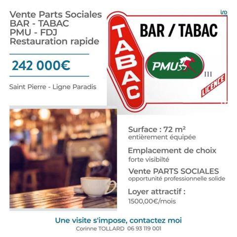 Bar-tabac à vendre 72 m² Saint-Pierre