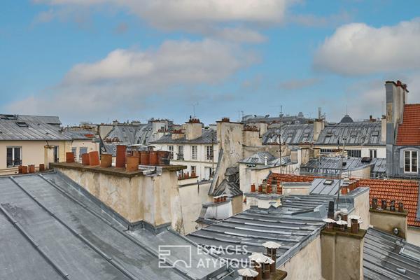 Étage élevé traversant avec terrasse – Quartier Montorgueil