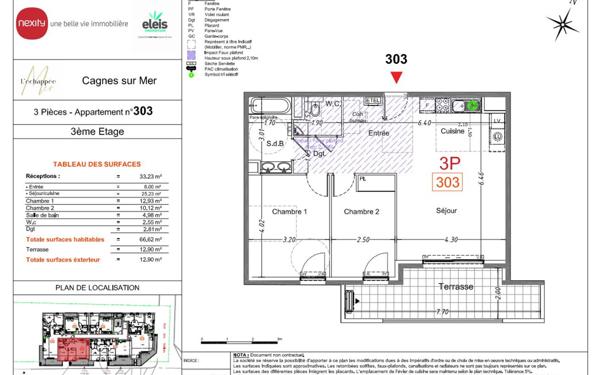 Appartement à vendre    3 pièces • 66,62 m2 Cagnes-sur-Mer