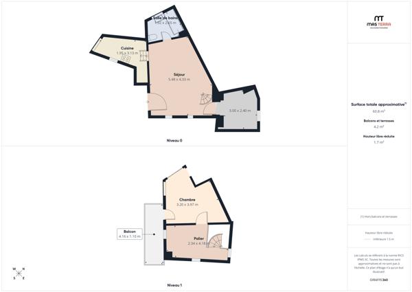 Appartement 2 pièces - 58 m² Exclusivité efficity