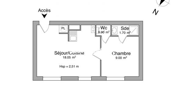 Location Appartement 2 pièces 29.65 m² - Montpellier 34000