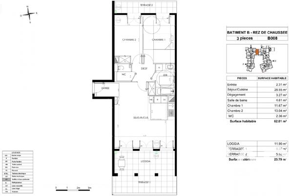 Appartement à vendre 3 pièces 62,81 m² Le Plessis-Robinson