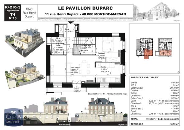 Vente appartement 4 pièces de 91.5m²