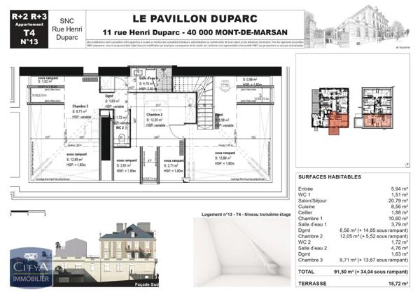 Vente appartement 4 pièces de 91.5m²