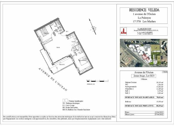 Appartement à vendre  3 pièces • 70,01 m2 Les Mathes