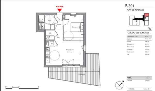 Appartement de type 2 à vendre sur ANGERS - Les Hauts de St Aubin