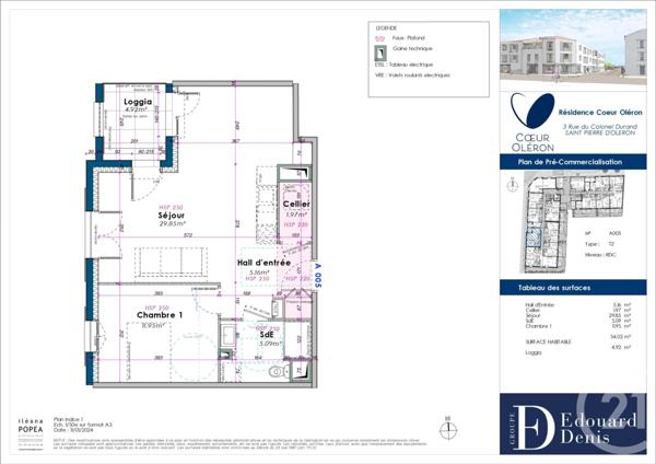 Appartement F2 à vendre  2 pièces - 54,02 m2 ST PIERRE D OLERON - 17