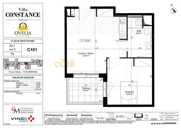 Vente Appartement42,63 m² - 2 Pièces - NARBONNE (11100)