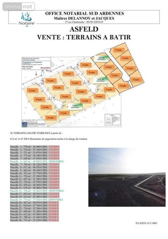 Terrain à Batir à vendre à Asfeld dans les Ardennes (08190), ref : 021/1485