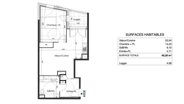 Appartement 2 pièces de 46 m² à Garéoult (83136)