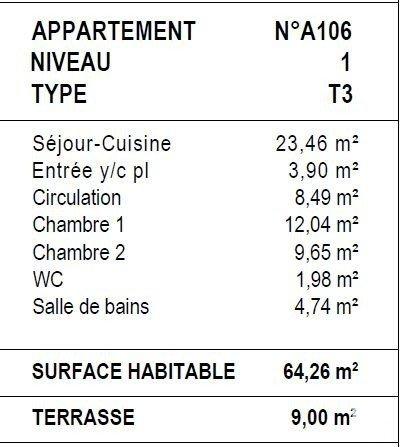 Appartement 3 pièces de 64 m² à Cagnes-sur-Mer (06800)