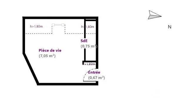 Chambre à vendre  1 pièce - 8,67 m 2   PARIS  - 75003