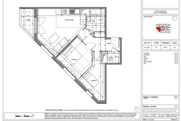 Louer appartement 3 pièces de 57 m²