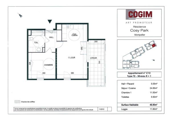 Appartement · Location Montpellier (34080) 2 pièces · 47m²